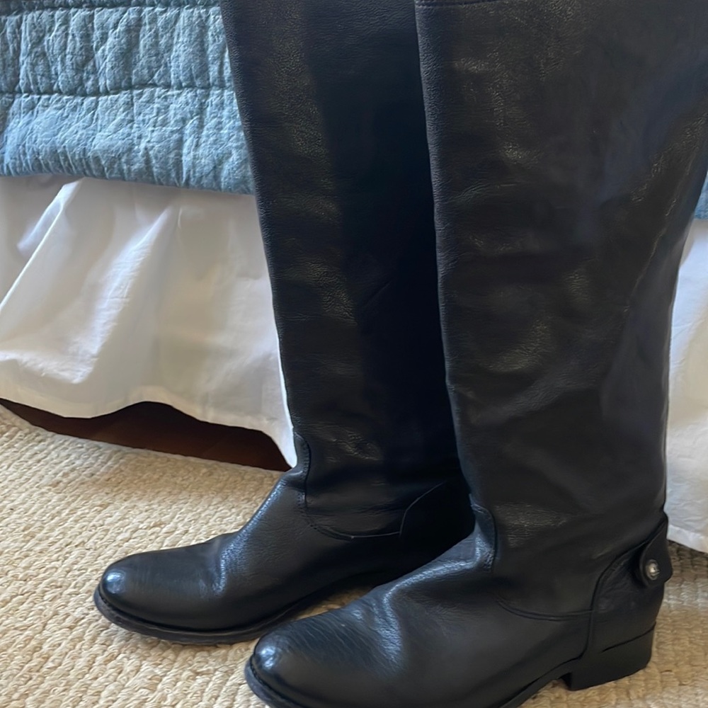 Frye Black Back Zip Button Boots - image 1